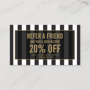 Recomendación Tarjeta de referencia de salón de rayas negras y b