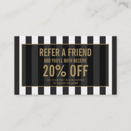 Recomendación Tarjeta de referencia de salón de rayas negras y b