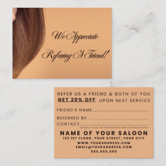 Recomendación Tarjeta de referencia de salón elegante minimalist