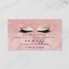 Recomendación Tarjeta de referencia de salón maquillaje rosa azo