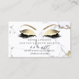 Recomendación Tarjeta de referencia de salón Marble Ojos de oro