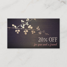 Tarjeta de referencia, elegante sala de ramas de o