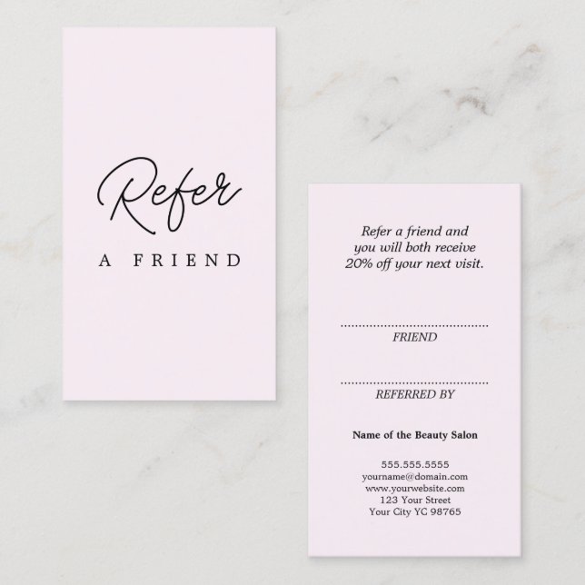 Recomendación Tarjeta de Referencia Empresarial Moderna Simple y (Anverso / Reverso)