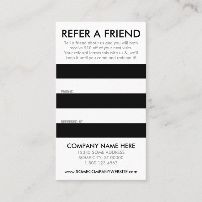 Recomendación tarjeta de referencia estriada (Anverso)