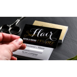 Recomendación Tarjeta de referencia Hair Salon Hairstylist Gold 