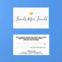 Tarjeta de referencia para clientes Gold Heart