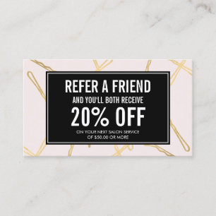 Recomendación Tarjeta de referencia rosa del salón de pelo de Bo