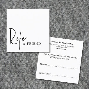 Recomendación Tarjeta de Referencia Simple Elegante en Blanco y 