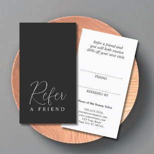 Recomendación Tarjeta de Referencia Simple Elegante en Blanco y 