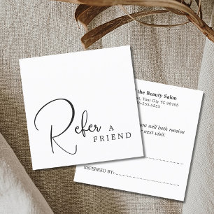 Recomendación Tarjeta de referencia simple y elegante en blanco