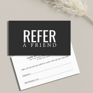 Recomendación Tarjeta de referencia simple y elegante en blanco
