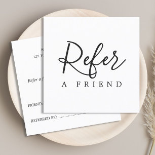 Recomendación Tarjeta de Referencia Simple y Elegante en Blanco