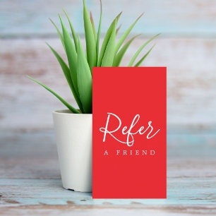 Recomendación Tarjeta de Referencia Simple y Elegante Roja y Bla