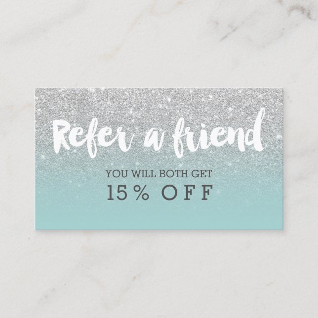 Recomendación Tarjeta de referencia tipografía moderna plata ver (Anverso)