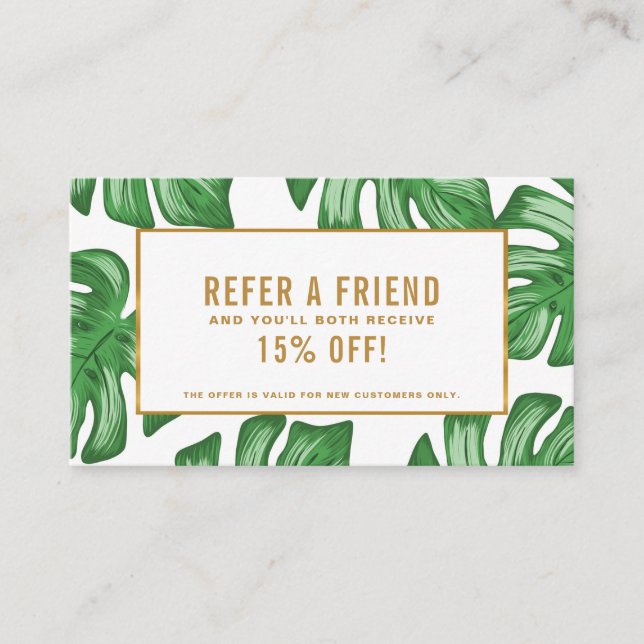 Recomendación Tarjeta de referencia tropical de Split Leaf Philo (Anverso)
