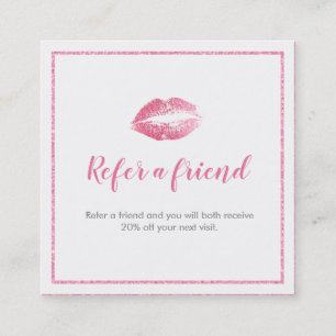 Recomendación Tarjeta de Referido Besos Rosados y Blancos