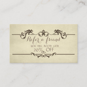 Recomendación Tarjeta de Referido con Estilo Vintage