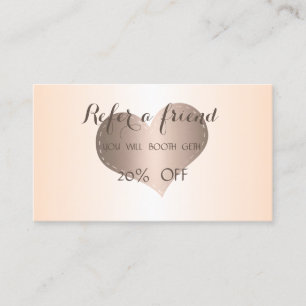Recomendación Tarjeta de Referido de Corazón de Oro Rosa Elegant