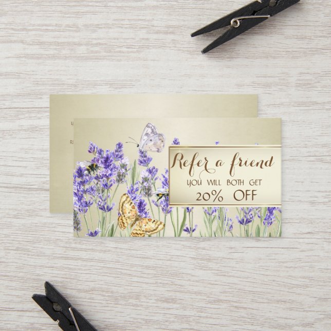 Recomendación Tarjeta de Referido Elegant Chic Lavander (Anverso/Reverso In Situ)