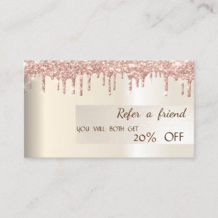 Recomendación Tarjeta de Referido Elegant Glitter Drips