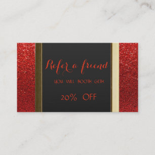 Recomendación Tarjeta de Referido Elegante Chic Rojo Brillante