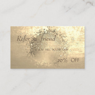 Recomendación Tarjeta de Referido Elegante, Dorado Falso, Brilla