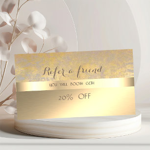 Recomendación Tarjeta de Referido Elegante y con Estilo, de Oro 
