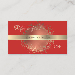 Recomendación Tarjeta de Referido Elegante y con Estilo, Dorado 