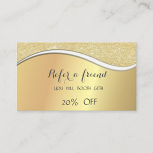 Recomendación Tarjeta de Referido Elegante y con Estilo, Dorado 