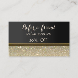 Recomendación Tarjeta de Referido Elegante y con Estilo, Negra y