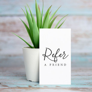 Recomendación Tarjeta de Referido Simple y Elegante en Blanco y 