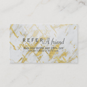 Recomendación Tarjeta de Referir a un Amigo de Gold & White Marb