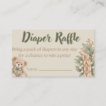Tarjeta de rifa de pañales neutra | Fiesta de bebé