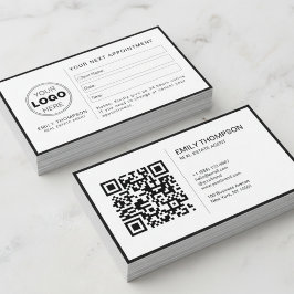 Recordatorio de Cita Código QR Blanco Negro Modern