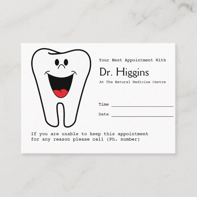 Recordatorio de cita con el dentista Happy Tooth (Anverso)