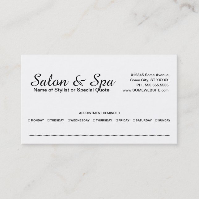 recordatorio de cita de belleza estadounidense (Anverso)