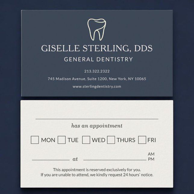 Recordatorio de cita de dentista azul marino para  (Subido por el creador)