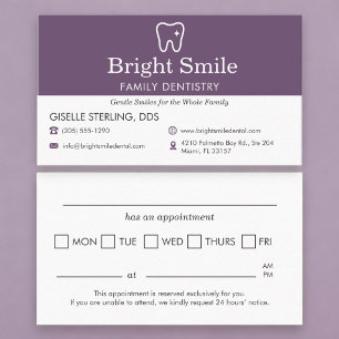 Recordatorio de cita de la consulta dental Purple 