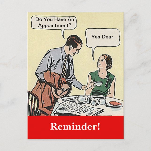 Recordatorio de cita de pareja retro de postales (Anverso)