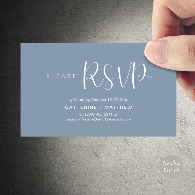 Recordatorio de RSVP de Invitaciones de Boda, Mini (Wedding Invites RSVP Reminder enclosed card, Modern Minimal Dusty Blue)