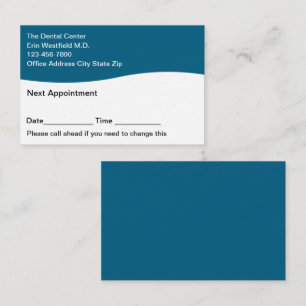 Recordatorio de tarjetas de cita para pacientes de