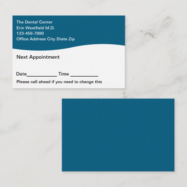 Recordatorio de tarjetas de cita para pacientes de (Anverso / Reverso)