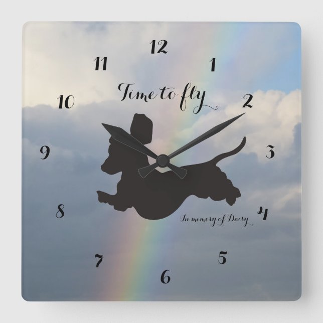 Recordatorio del reloj de pared Rainbow Dachshund (Anverso)