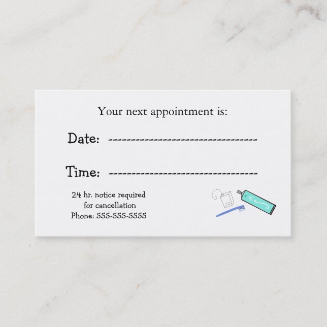 Recordatorios de citas con dentistas (Anverso)