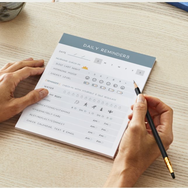 Recordatorios diarios del Bloc de notas del TDAH (adhd, adhd notepad, neurodivergent, daily reminders, notepad, custom notepad, )