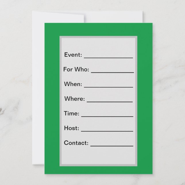 Recorrido 8 Invitación plana, tamaño: 5" x 7" (Reverso)