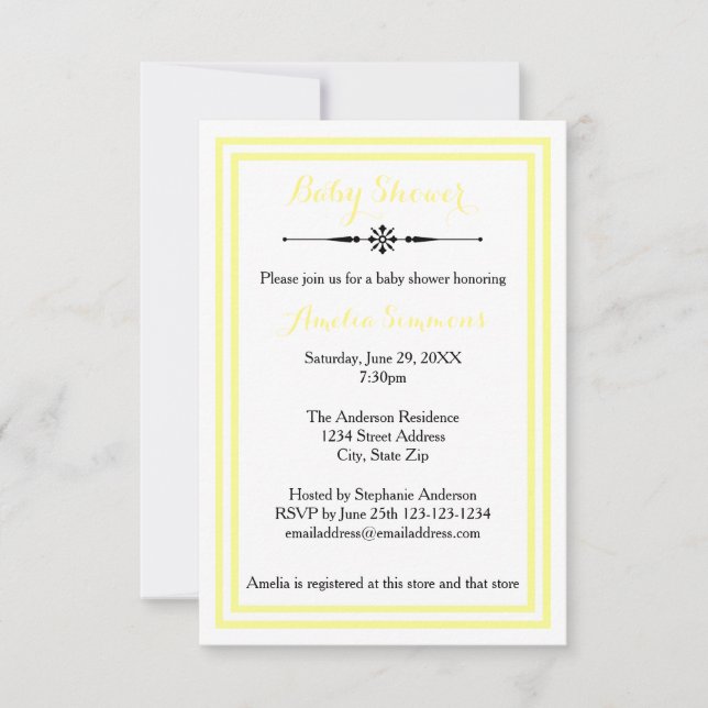 Recorte amarillo doble - Invitación Baby Shower 3x (Anverso)