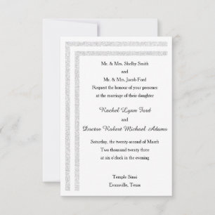 Recorte con Brillo Blanco - Invitación de Boda 3x5