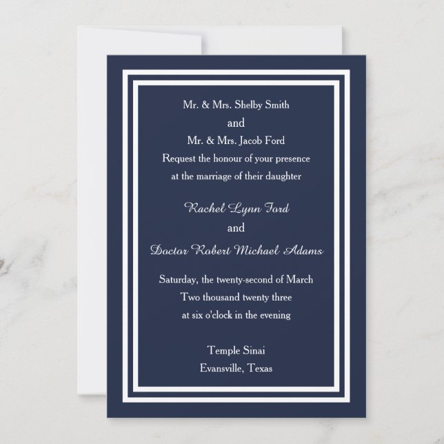 Recorte de doble marina - Invitación a la boda (Anverso)