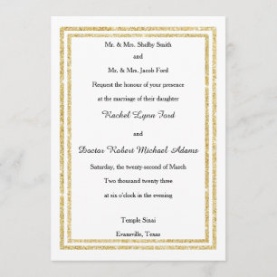 Recorte de moda Faux Gold Glittered - Invitación d